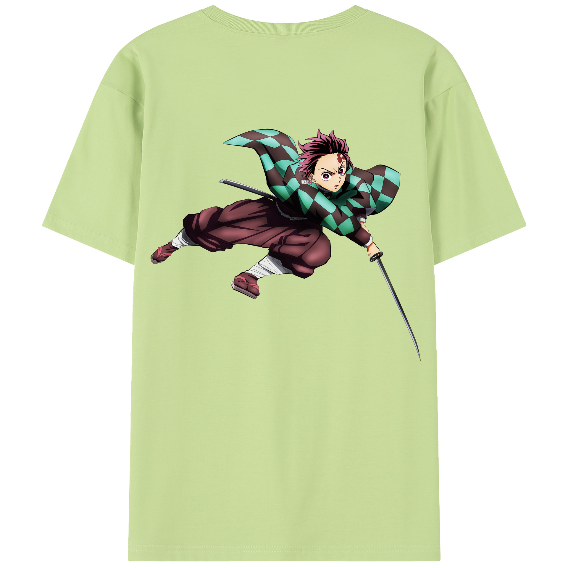 （画像用） 鬼滅の刃 竈門 炭治郎／かまど たんじろう Kamado Tanjirou 綿100％半袖Tシャツ（背面プリント）